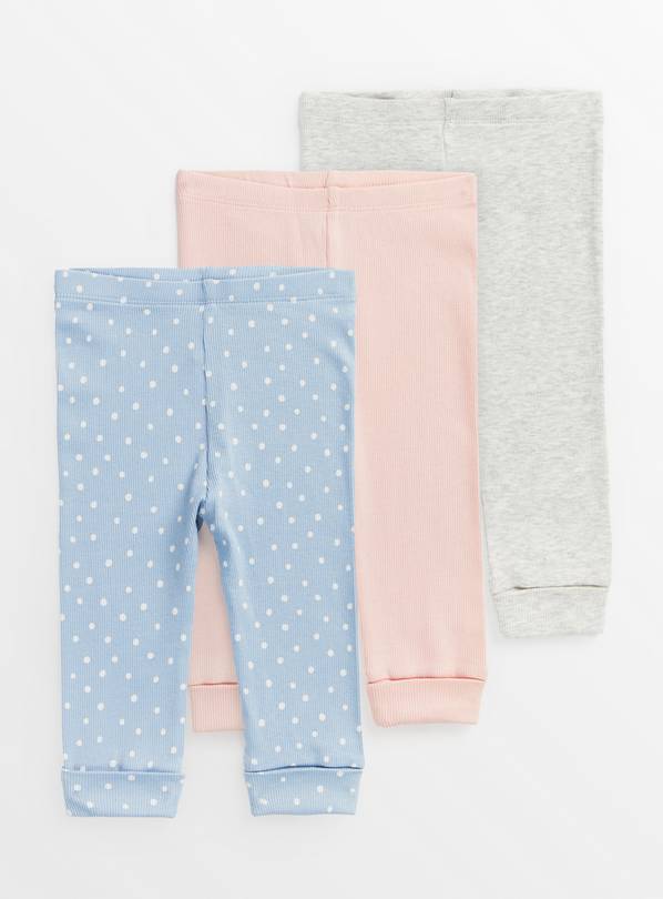 Polka Dot Ribbed Leggings 3 Pack 6-9 months